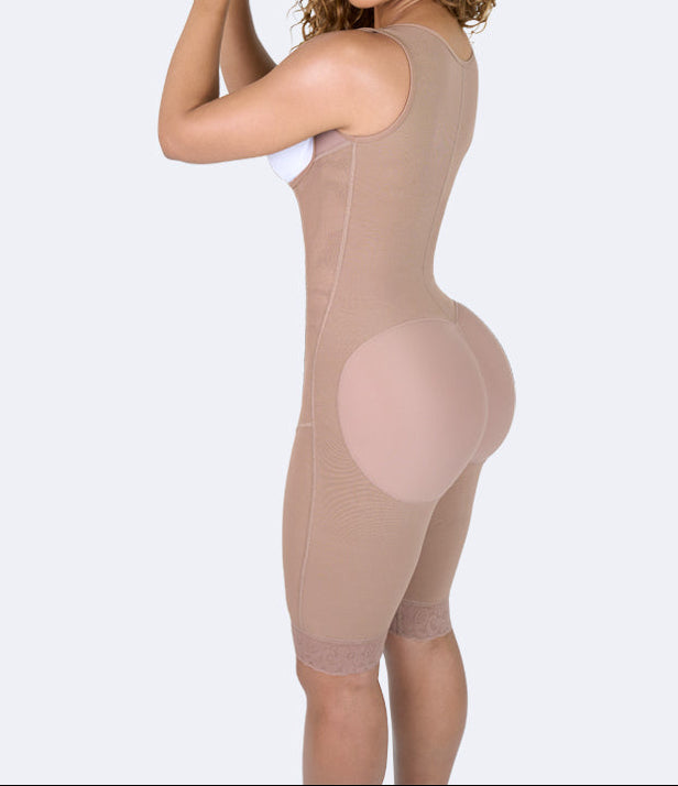 Hourglass Knee-Length Faja — Full-Body Compression & Glute Lift