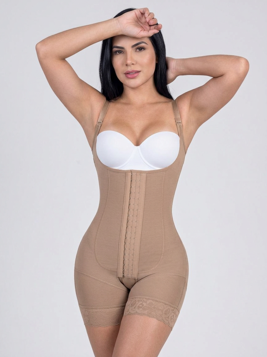 Body Modelador Hourglass com fecho de ganchos, estilo ampulheta.